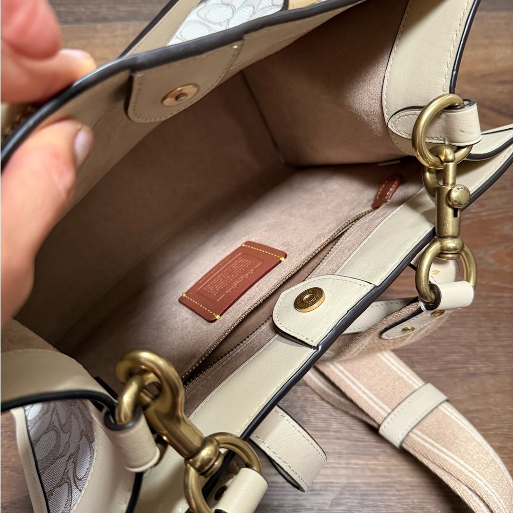 Coach Tan and Cream Signature Tote - Picture 3 of 4